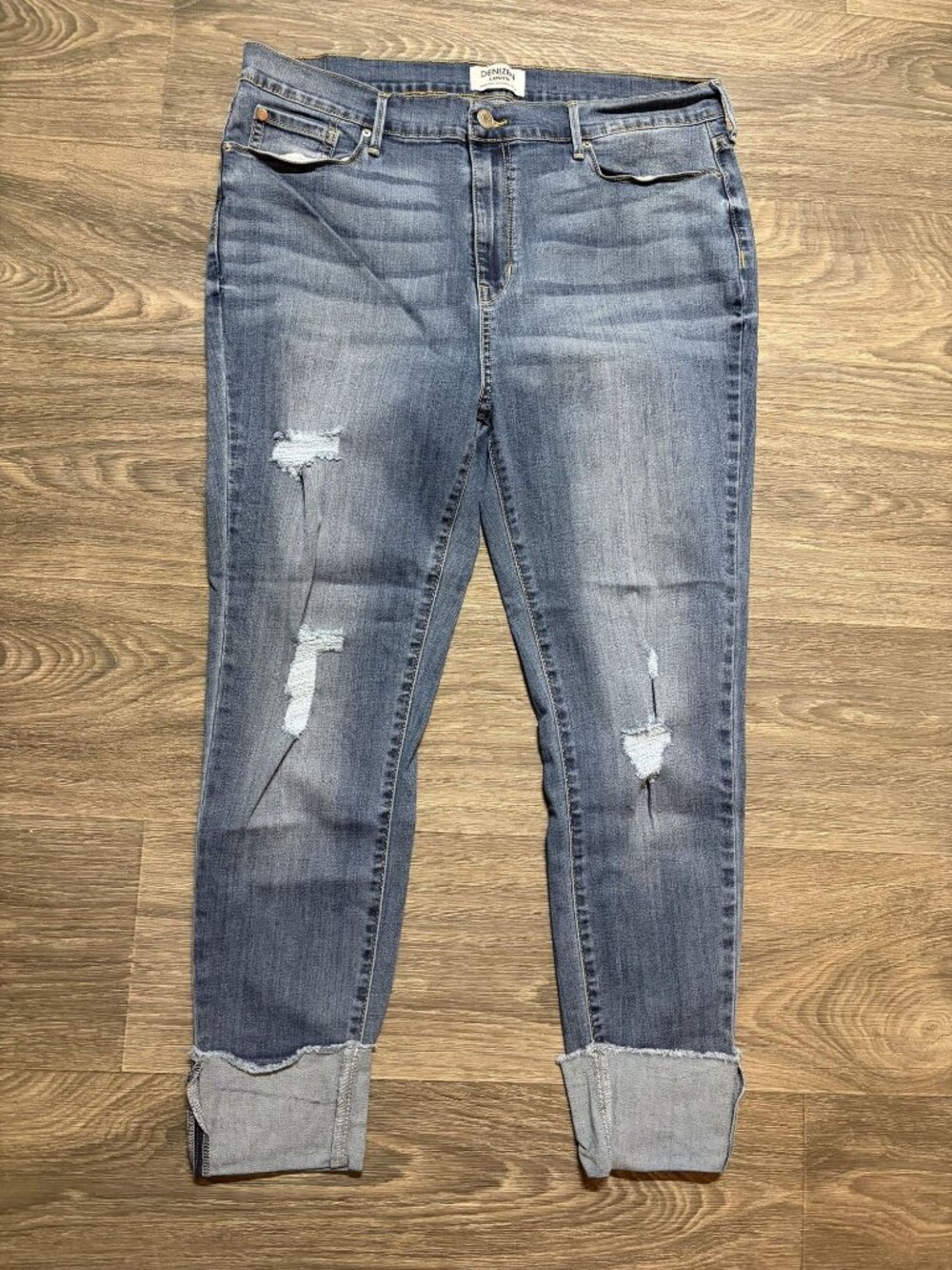 Denizen From Levis High Rise Jegging Crop Distressed Denim Jeans 33 Blue Stretch
